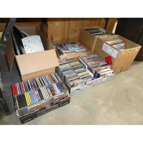 665 - 7 Boxes of CD's, LP's, DVD's, 3 keyboards, computer monitor etc