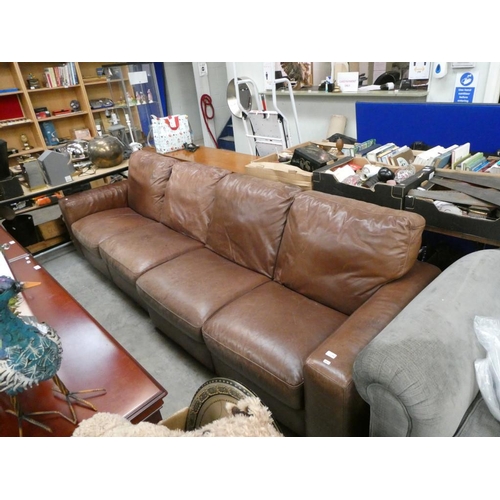 350 - 4 Seater brown leather sofa
