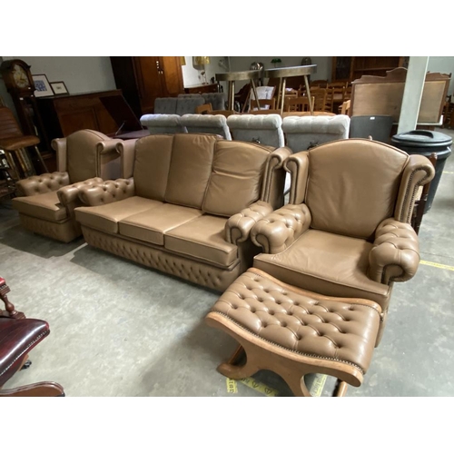 122 - 4 Piece tan leather suite