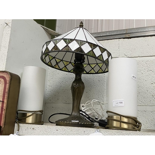 190 - Pair of table lamps & Tiffany style table lamp