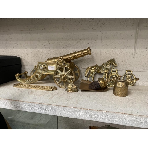 202 - Quantity of brass ware inc. large brass cannon
