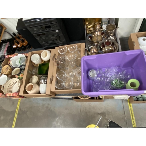 212 - 4 Mixed boxes inc. pottery, glassware etc