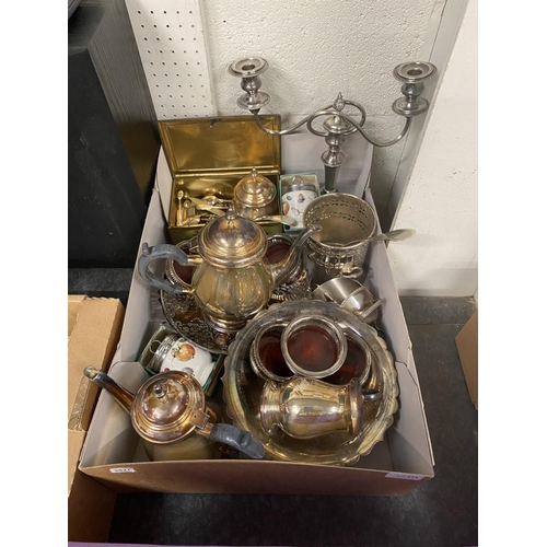213 - Box of silver plated items