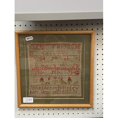 217 - Framed sampler dated 1825