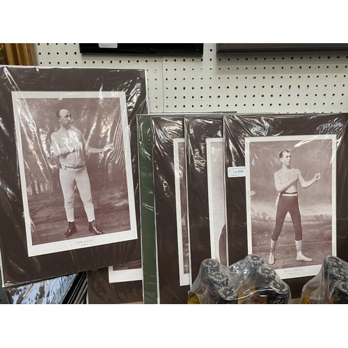 224 - 11 Boxing prints inc. Austin Gibbons, Gentleman Jim, Tom Allen etc
