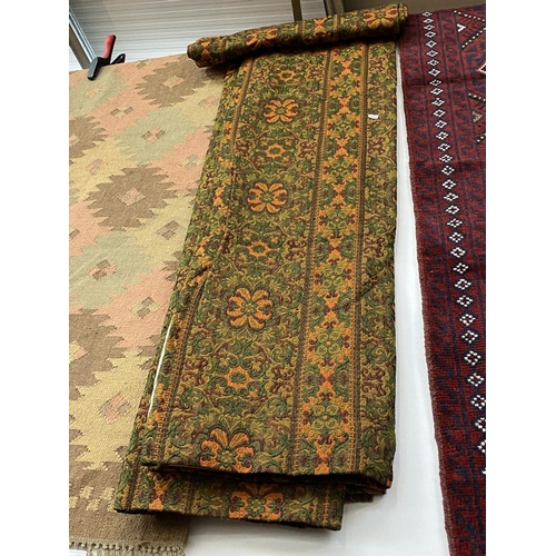 553 - Vintage/retro silk lined curtains approx. 180cm wide x 205cm drop each & material
