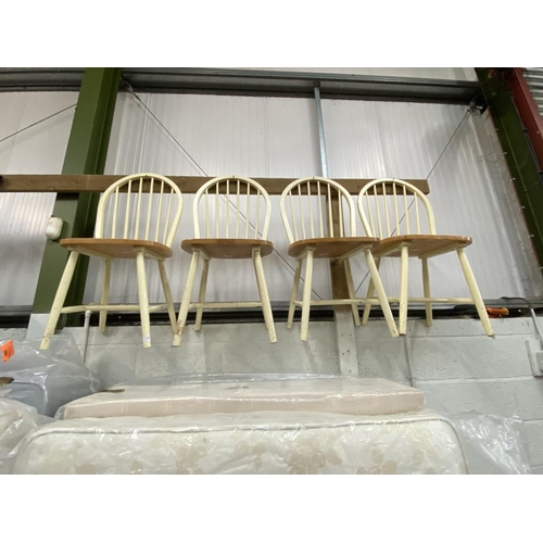 575 - 4 painted spindle back kitchen chairs