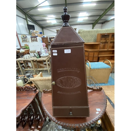 584 - Leather effect Fleurs De Toulouse cupboard (90H 34D 34W cm)