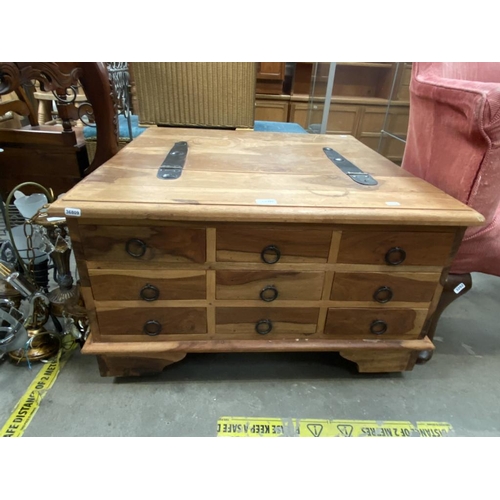 587 - Mexican pine 9 drawer coffee table (48H 78D 80W cm)