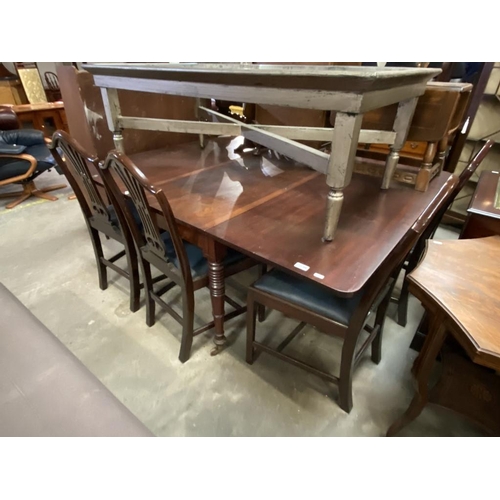 598 - Regency mahogany dining table (73H 154W 127D cm) & 6 chairs