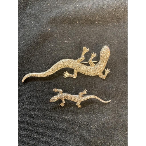 102 - 2 Lizzard brooches (1 silver & marcasite)