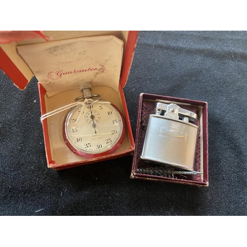 139 - Smith's boxed stop watch & boxed Ronson lighter with cleaning brush