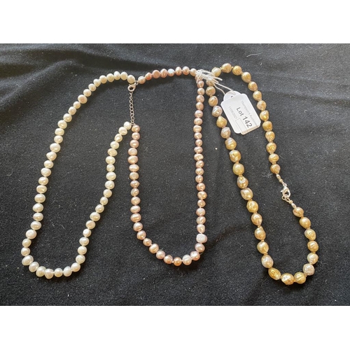 142 - 2 pearl necklaces (1 double strand & 1 single)