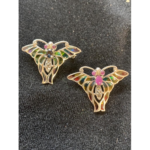 145 - 2 Silver butterfly brooches