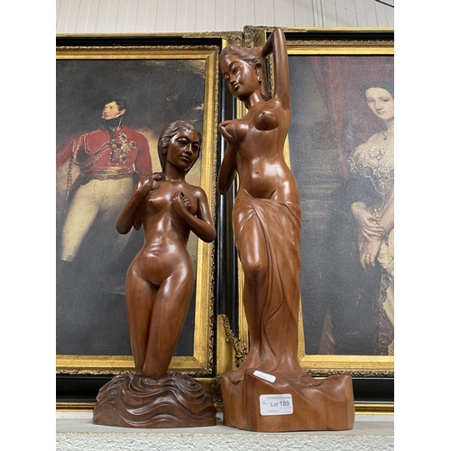 189 - 2 Carved female form figures