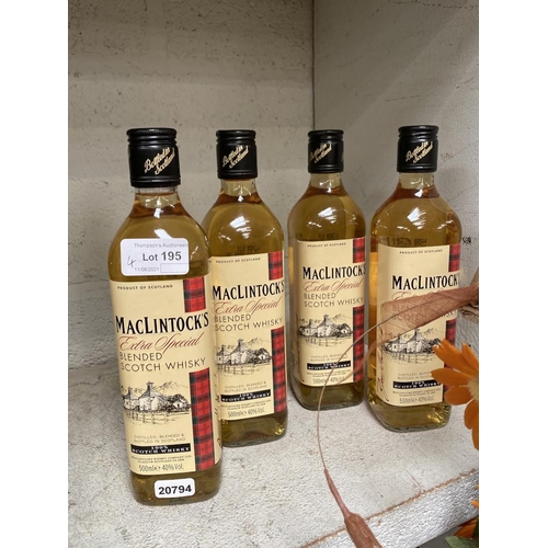 195 - 4 500ml Bottles of Macklintock's Extra Special Blended Scotch whisky