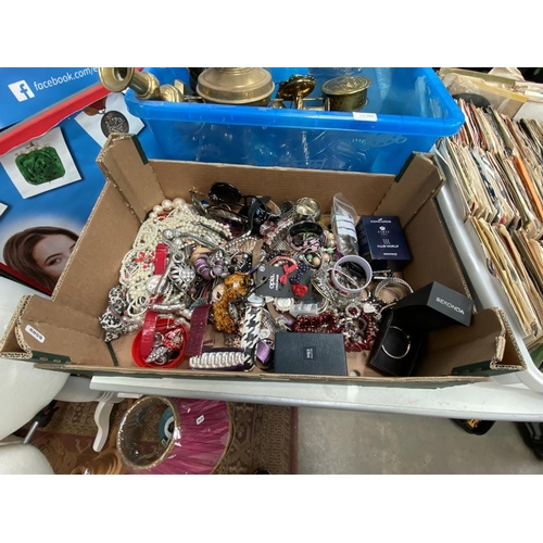 306 - Box of costume jewellery inc. watches, bangles etc