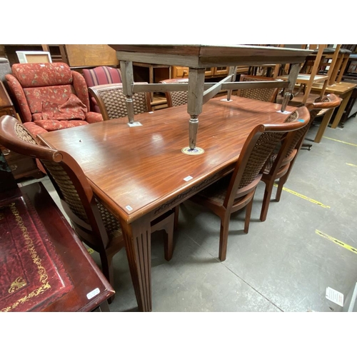 432 - Rustica dining table (78H 96D 202W cm) & set of 6 matching chairs