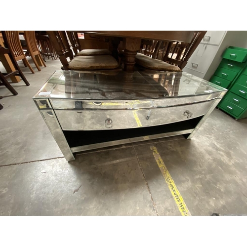 474 - Mirrored single drawer television stand (46H 43D 100W cm)