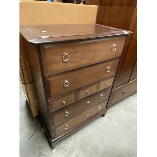 485 - Stag multi drawer chest (103H 82W 47D cm)