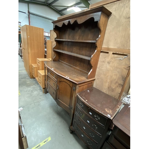 503 - Oak dresser (180H 125W 48D cm) & small mahogany 4 drawer chest (77H 47W 39D cm)