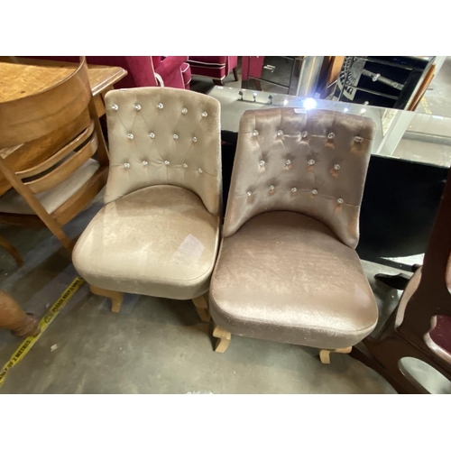 512 - Pair of upholstered shabby chic bedroom chairs (fabric as found)