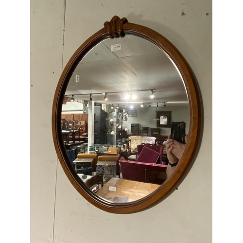 519 - Mahogany oval mirror (67H 55W cm)