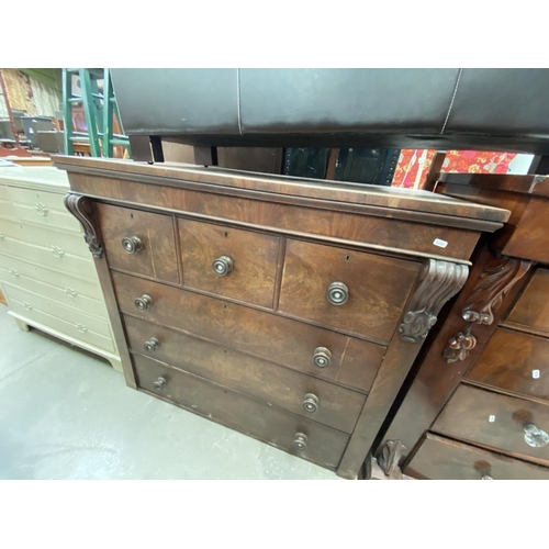 534 - Victorian mahogany Scotch chest (115H 128W 60D cm)