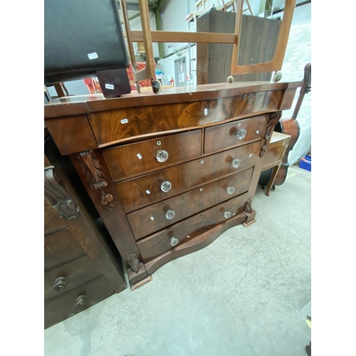 535 - Victorian mahogany Scotch chest (121H 127W 60D cm)