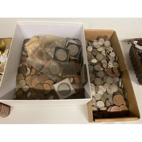 68 - 2 Trays of mixed coins inc. 6 pence's, Crowns, shillings etc