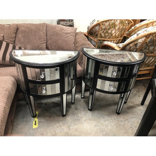 665 - Pair of mirrored side tables (74H 69W 35D)