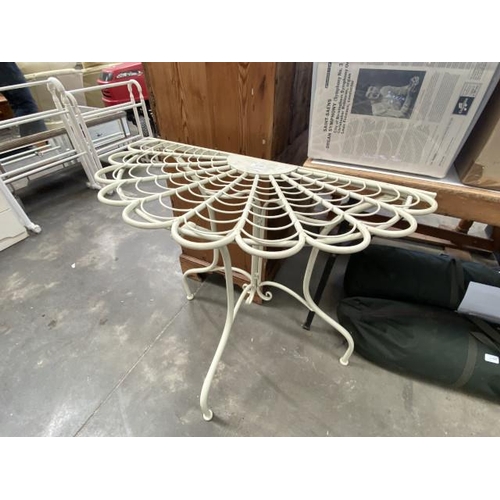 523 - Demi Lune metal garden table 78H x 84W