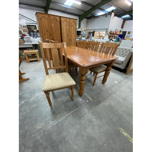 508 - Fruitwood dining table 76H 183W 100D and 6 chairs