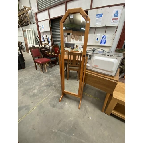 510 - Pine cheval mirror & a Formica drop leaf table