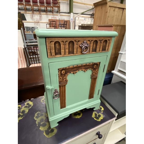 114 - Hand painted oak bedside cabinet 57H 38W 26D