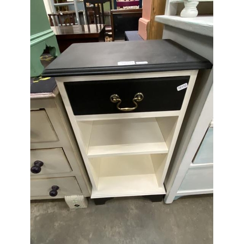 115 - Hand painted single drawer side table (75H 38W 29D cm)