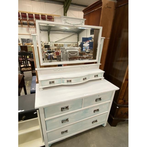 116 - Hand painted oak dressing chest (82H 107W 47D cm)