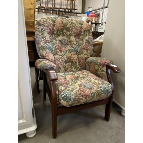 119 - Oak upholstered armchair (80W cm)