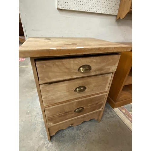193 - Vintage pine 3 drawer chest (87H 66W 49D cm)