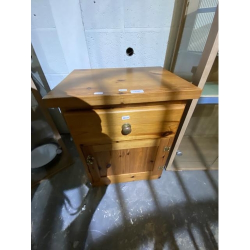 201 - Pine single door bedside cabinet 59H 46W 35D
