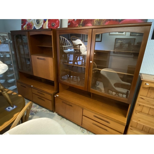 208 - 2 Mid-century Portwood Furniture teak display cabinets (168H 125W 46D cm)