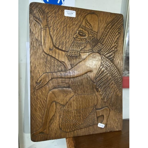 214 - Carved oak plaque 34 x 45