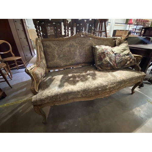 226 - French gilt salon settee (as found) (146W cm)