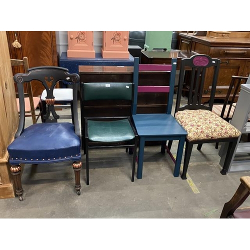 71 - 3 Hand painted bedroom chairs & leather effect office chair