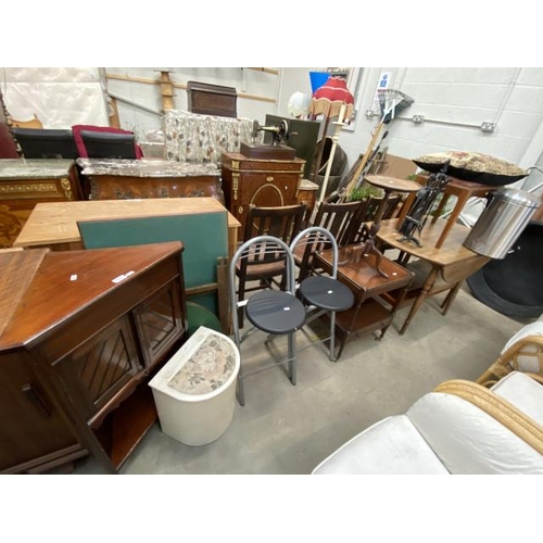86 - Folding barstools, occasional table, card tables, companion set, dressing table stool etc