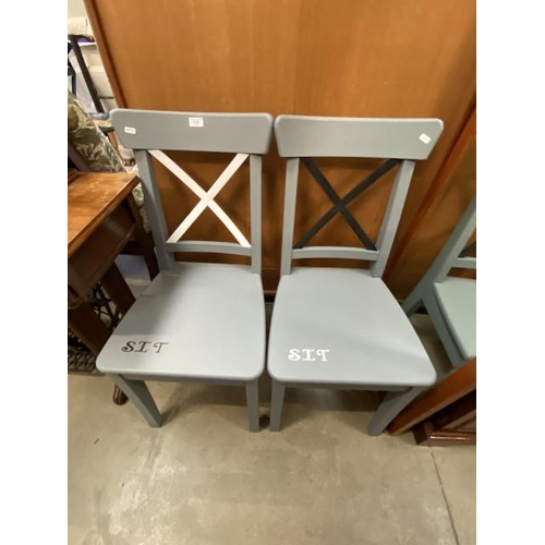 93 - 2 Hand painted dining chairs