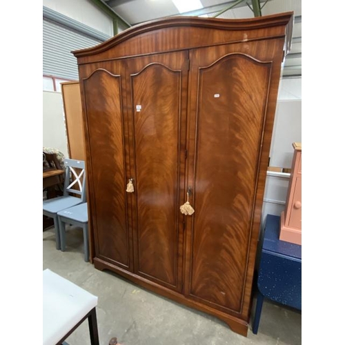 94 - Mahogany 3 door wardrobe 200H 140W 56D & dressing mirror