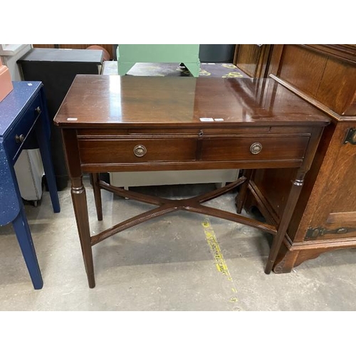 97 - Strongbow mahogany 2 drawer side table (75H 85W 49D cm)