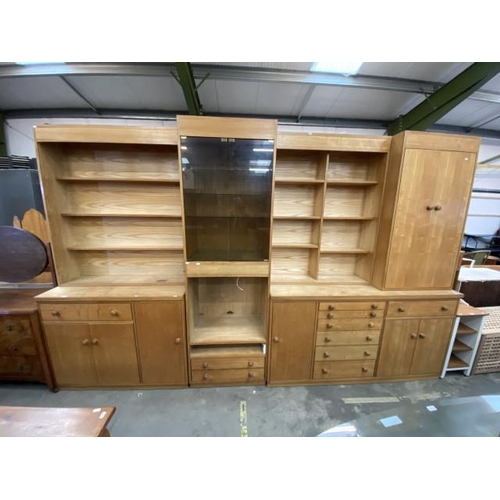 102 - 3 Handmade oak wall units (226H 119W 53D cm, 226H 71W 49D & 226H 175W 53D cm)