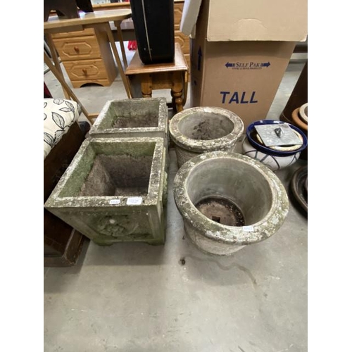 109 - 2 Pairs of stone effect garden planters